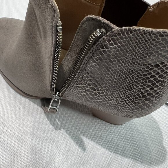 Vionic Anne Ankle Booties Suede Faux Snakeskin Womens 10 Zip Up Tan Block Heel - Picture 5 of 12